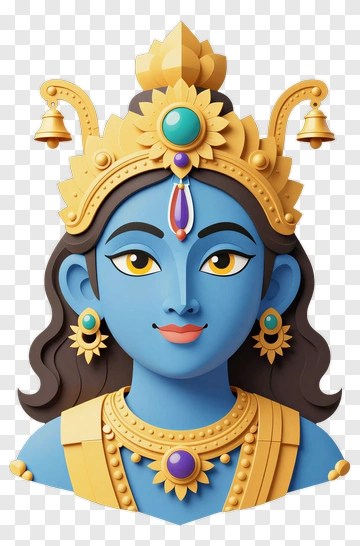 Blue-skinned Krishna With Golden Adornments PNG