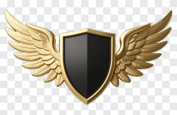 Golden Shield With Wings PNG