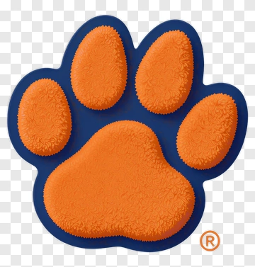 Orange And Blue Paw Print Logo PNG