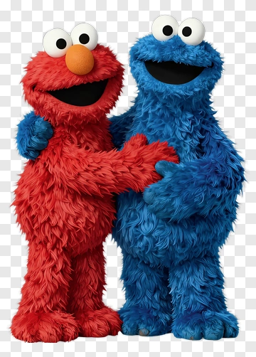 Elmo And Cookie Monster Hugging PNG