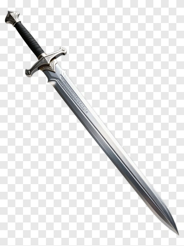 Sword With Ornate Hilt And Engraved Blade PNG