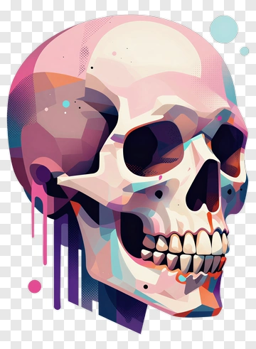 Abstract Skull With Color Drips PNG