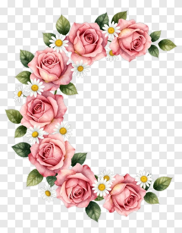 Pink Roses And Daisies Floral Design PNG
