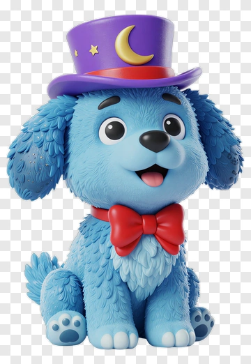 Blue Dog In Magic Hat PNG