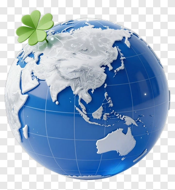 Globe With Four-Leaf Clover PNG