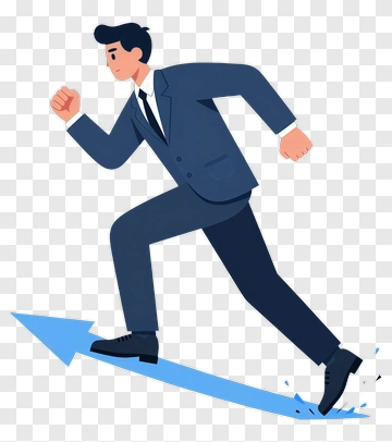 Businessman Running On Arrow PNG