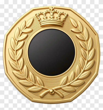 Golden Medal With Crown And Laurel Wreath PNG