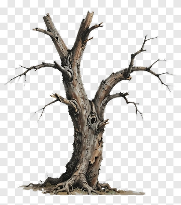 Dead Tree With Rugged Bark And Twisted Branches PNG