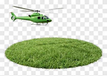 Green Helicopter Above Circular Grass PNG