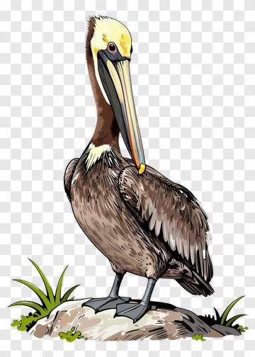 Pelican Standing On Rock PNG