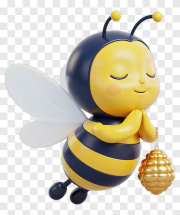 Cute Cartoon Bee Holding Honeycomb PNG