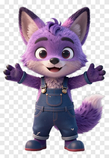 Purple Fox Cartoon Character PNG