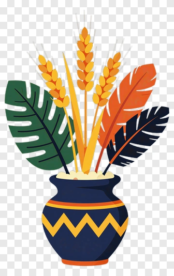 Wheat Stalks In Decorative Vase PNG