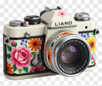 LIANO Retro Camera With Flower Pattern PNG