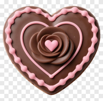 Heart Shaped Chocolate Cookie With Pink Icing PNG