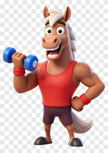 Muscular Horse Doing Workout PNG