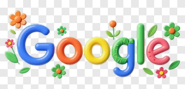 Google Doodle With Colorful Flowers PNG