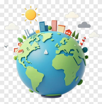 Earth With Sun Clouds And City PNG