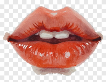 Watercolor Lips With Red Gloss PNG