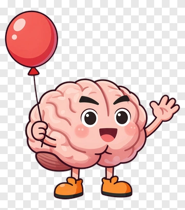 Happy Brain Holding Balloon PNG