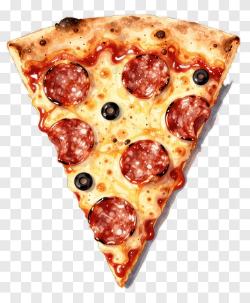 Watercolor Pizza Slice With Pepperoni And Olives PNG