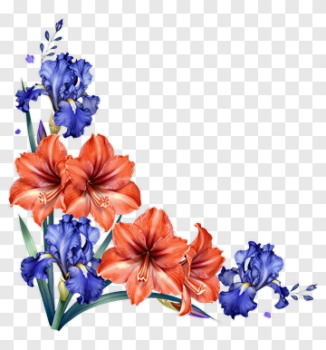 Blue And Orange Flower Arrangement PNG