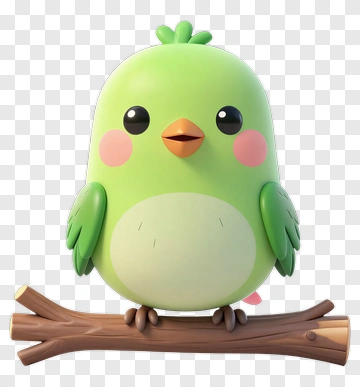 Cute Green Bird Perched On Branch PNG