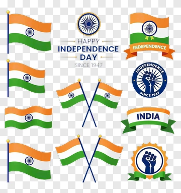 Indian Independence Day Flag Design Elements PNG