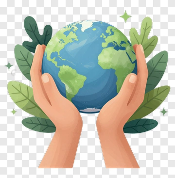 Hands Holding Earth With Leaves PNG
