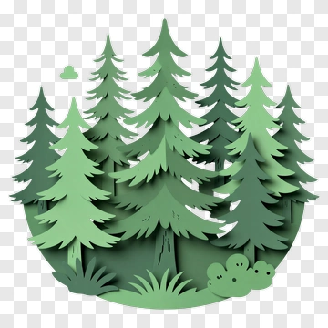 Paper Cutout Forest Scene PNG