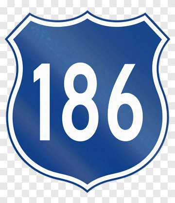 US Highway 186 Road Sign PNG