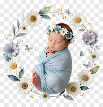 Newborn Baby Wrapped In Blue PNG