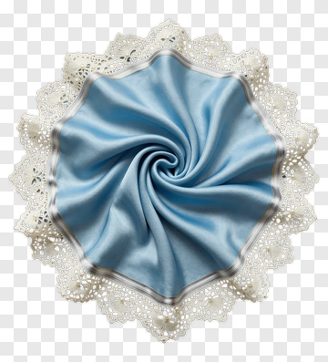 Blue Silk Scarf With White Doily PNG
