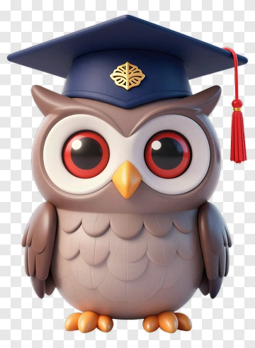 Cute Owl Wearing Graduation Cap PNG