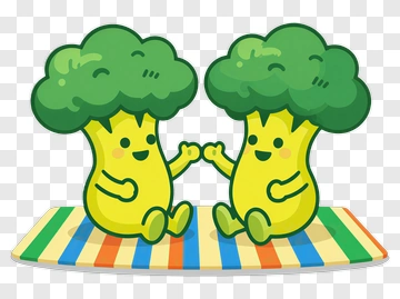 Two Broccoli Friends Holding Hands PNG