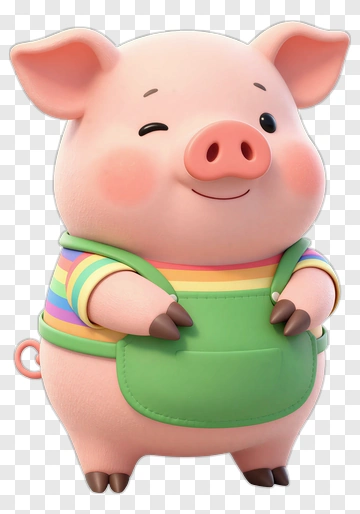 Cute Pig In Rainbow Outfit PNG