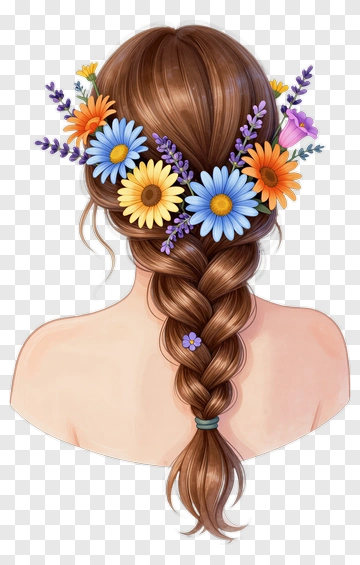 Floral Hair Braid PNG