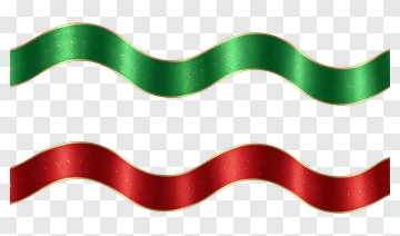 Green And Red Ribbons With Gold Trim PNG