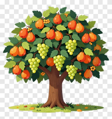 Fruit Tree With Pears And Grapes PNG