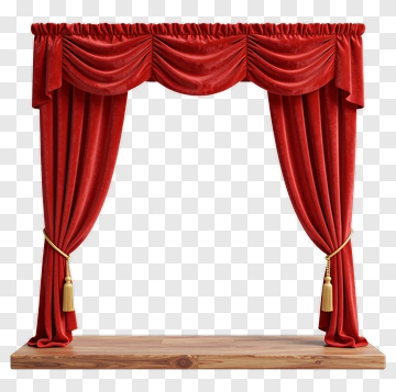 Red Velvet Theater Curtain With Gold Tassels PNG