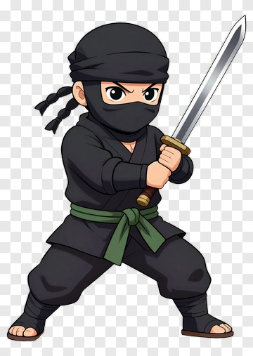 Cartoon Ninja With Sword PNG