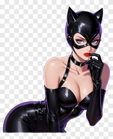 Catwoman In Black And Purple Costume PNG