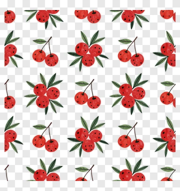 Watercolor Cherry Pattern PNG