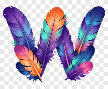 Colorful Feather Letter W PNG