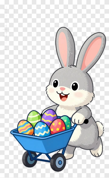 Easter Bunny With Colorful Eggs PNG