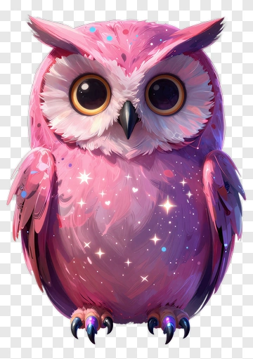 Pink Owl With Sparkles PNG