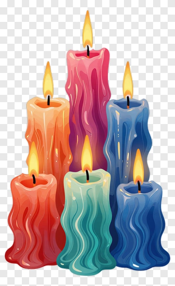Colorful Candles With Warm Flare PNG