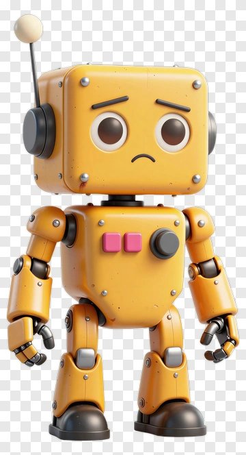 Sad Yellow Robot Toy PNG