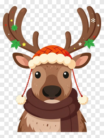Christmas Reindeer In Festive Outfit PNG