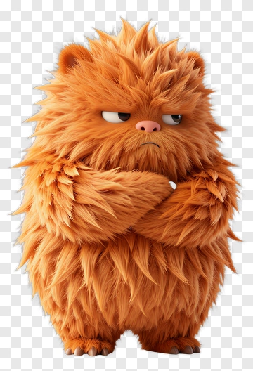 Fluffy Orange Angry Creature PNG